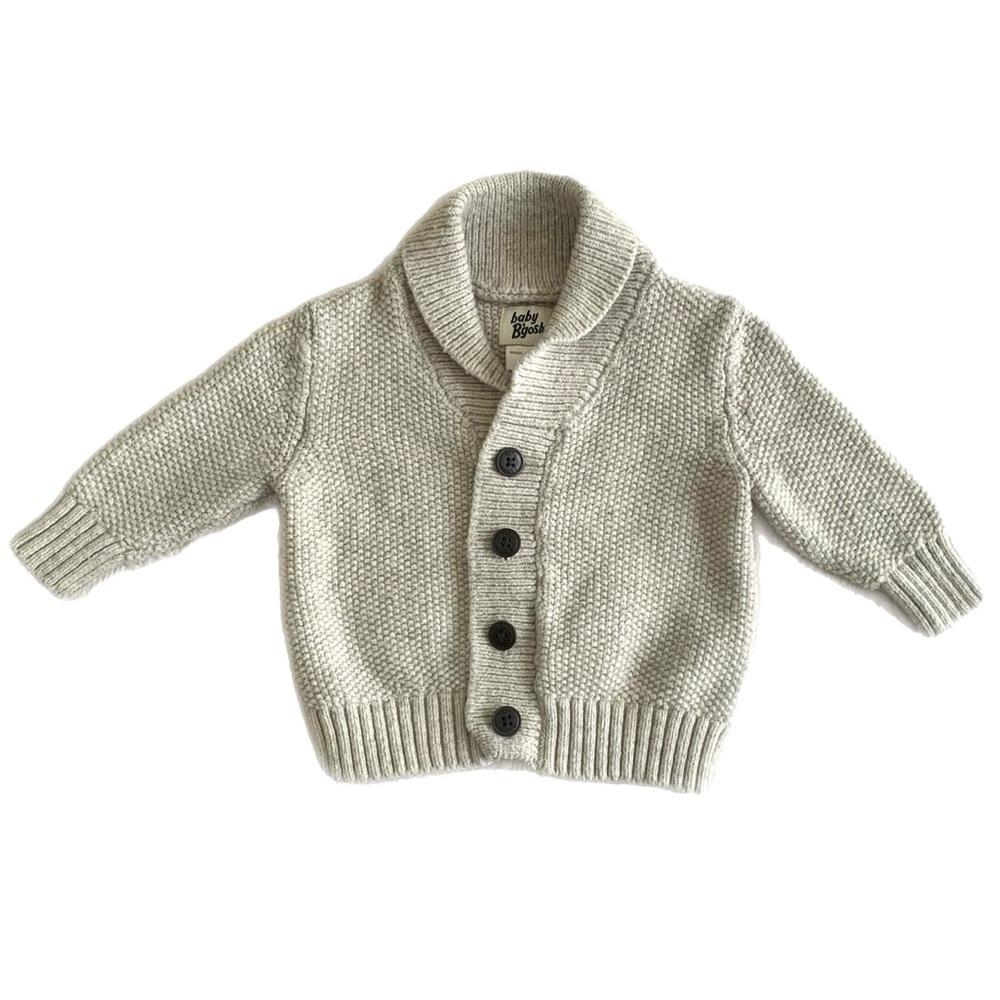 OshKosh B'gosh Baby 3Months Beige Wool Blend Collared Button Up Cardigan Sweater